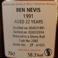 Signatory Vintage Ben Nevis 1991 22 Years 原酒 (700ml 58.3%)