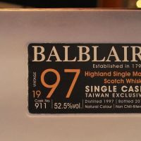 BALBLAIR Vintage 1997 Taiwan Exclusive 巴布萊爾 1997 單桶 桶號 911 (700ml 52.5%)