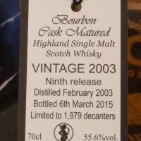 EDRADOUR 2003 Single Cask 艾德多爾 2003 波本單桶原酒 (700ml 55.6%)