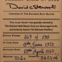 The BALVENIE Vintage 1973 David Stewart Signature 百富 1973 大衛史都華 親筆簽名 (700ml 54%)