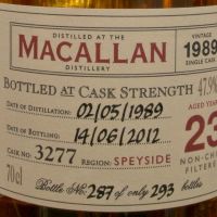 (現貨) ALFRED BARNARD Macallan 1989 23 years Single Cask 麥卡倫 1989 23年 單桶原酒 (700ml 47.9%)