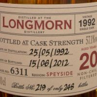 ALFRED BARNARD Longmorn 1992 20 years Single Cask 朗摩 1992 20年 單桶原酒 (700ml 57.1%)