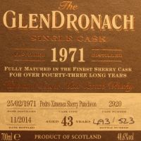 GLENDRONACH 1971 43 years single cask 格蘭多納 1971 43年 PX雪莉桶 單桶 (700ml 48.6%)