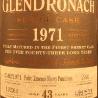 GLENDRONACH 1971 43 years single cask 格蘭多納 1971 43年 PX雪莉桶 單桶 (700ml 48.6%)