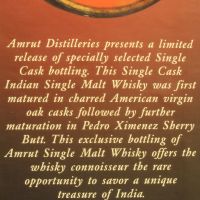 (現貨) India Amrut 2011~2016 PX-Sherry Single Cask 印度 雅沐特 PX雪莉桶 單桶 (700ml 56.5%)