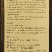 (現貨) CHICHIBU Ichiro's Malt 2010 Single Cask #2650 秩父 2010 單桶 (700ml 59.3%)