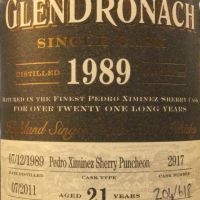 GLENDRONACH 1989 21 years PX Sherry Puncheon 格蘭多納 1989 21年 雪莉桶 單桶 (700ml 54.1%)