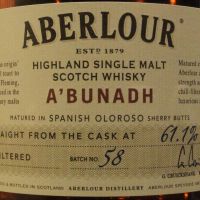 Aberlour A'Bunadh Batch No.58 亞伯樂 雪莉桶原酒 第58批次 (700ml 61.1%)