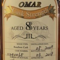 TTL Omar 8 years 2009-2018 Bourbon Cask Strength 臺灣菸酒 8年 波本桶原酒 (700ml 52.2%-55.6%)