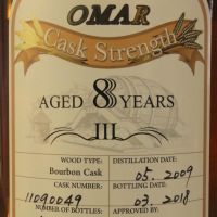 TTL Omar 8 years 2009-2018 Bourbon Cask Strength 臺灣菸酒 8年 波本桶原酒 (700ml 52.2%-55.6%)