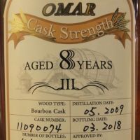 TTL Omar 8 years 2009-2018 Bourbon Cask Strength 臺灣菸酒 8年 波本桶原酒 (700ml 52.2%-55.6%)