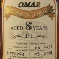 TTL Omar 8 years 2009-2018 Bourbon Cask Strength 臺灣菸酒 8年 波本桶原酒 (700ml 52.2%-55.6%)