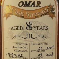 TTL Omar 8 years 2009-2018 Bourbon Cask Strength 臺灣菸酒 8年 波本桶原酒 (700ml 52.2%-55.6%)