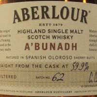 Aberlour A'bunadh Batch No.62 亞伯樂 雪莉桶原酒 第62批次 (700ml 59.9% )