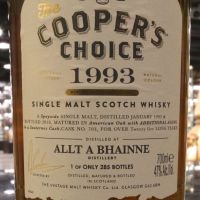 Cooper’s Choice - Allt a Bhainne 1993 25 Years 酷選大師 歐特凡因 1993 蘇玳桶 (700ml 47%)