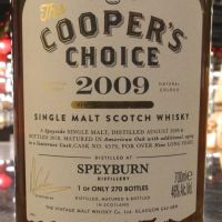 (現貨) Cooper’s Choice - Speyburn 2009 9 Years 酷選大師 詩貝奔 2009 蘇玳桶 (700ml 46%)