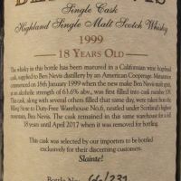 (現貨) Ben Nevis 1999 18 Years Wine Cask 班尼富1999 18年 紅酒桶 單桶 (700ml 56.2%)