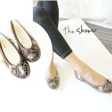 ~The Shoesir~ 蛇紋真小牛皮 芭蕾舞鞋設計 平底舒適 足弓支撐 MIT真皮中底 超優時尚元素